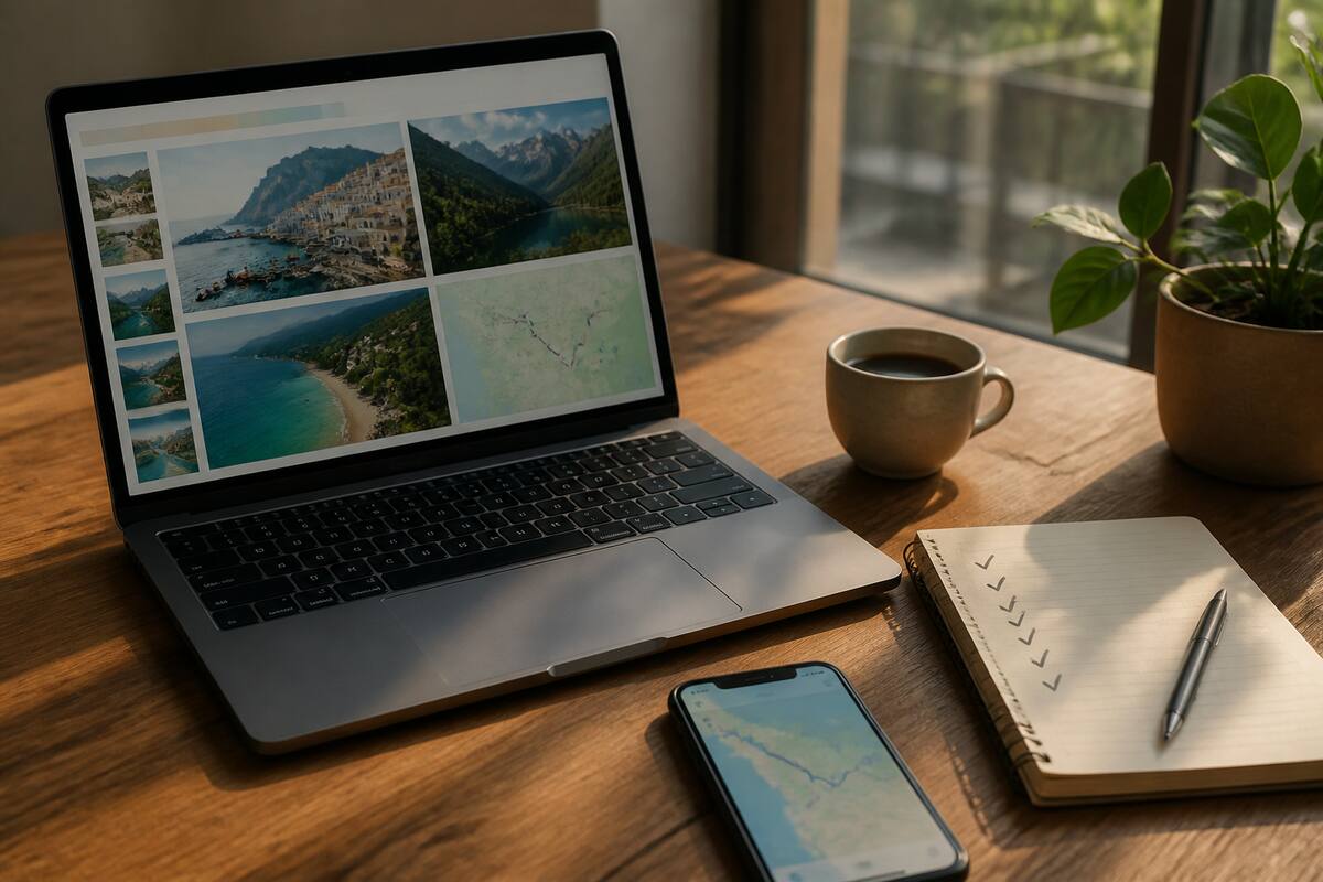 Checklist op papier en laptop voor het kiezen van de juiste vakantie